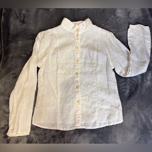FLAX Linen Button Down Mandarin Collar Shirt size 0-4